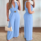 Jumpsuits women 2026 rompers Spring/Summer Deep V-neck sleeveless sexy jumpsuit wide-leg slim fashion jumpsuits women's clothing