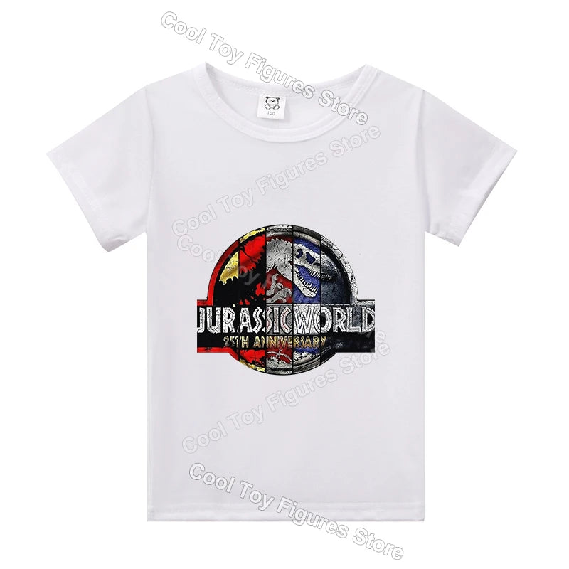Jurassics World Series T-shirt Summer Hot Dinosaur Park Boys Girls Short Sleeve Top Trend Kids Base Clothes Birthday Gift