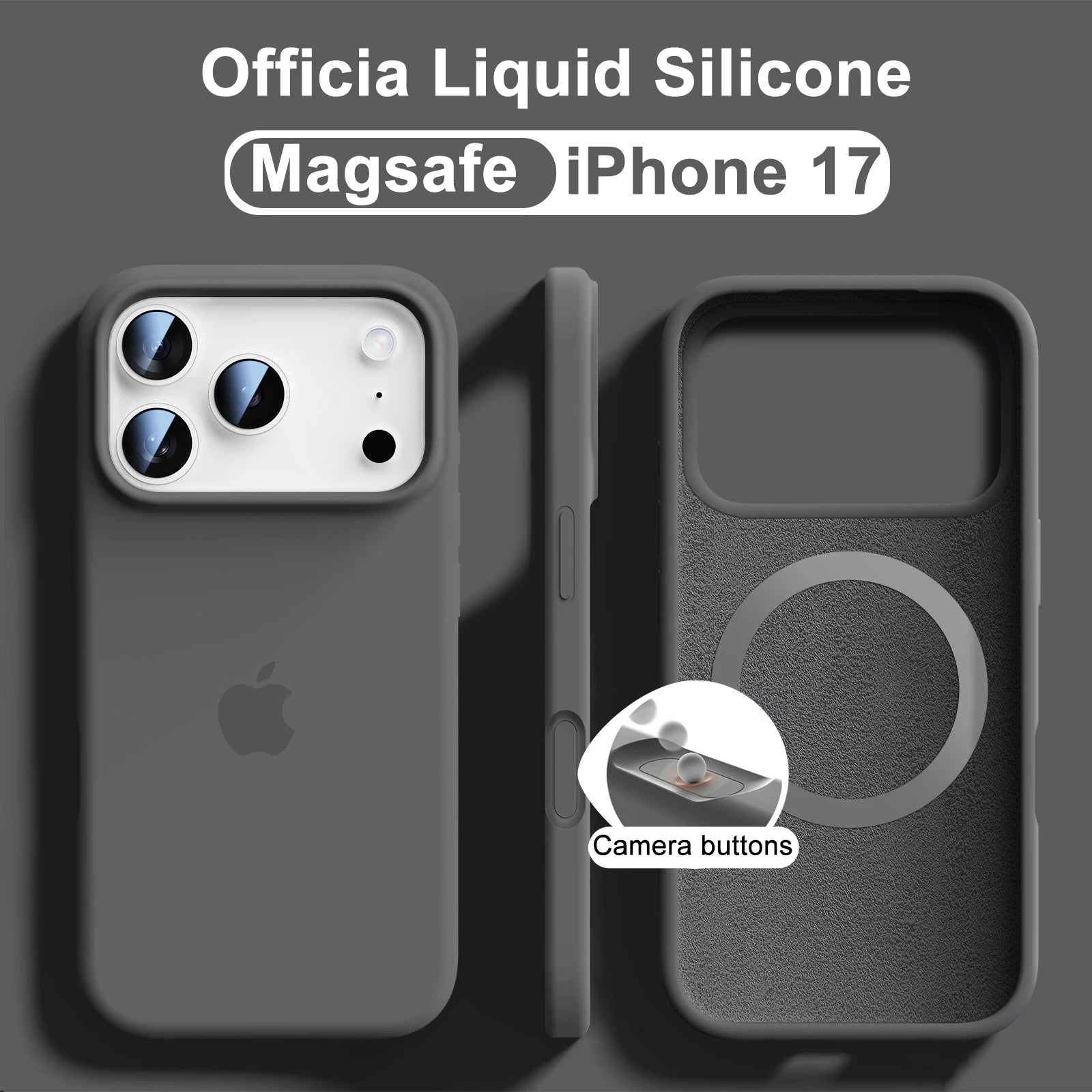 Official Solid Colour Liquid Silicone Magnetic Wireless Charging Phone Case For iPhone 17 Pro Max 16 15 14 13 Soft Bumper Cover