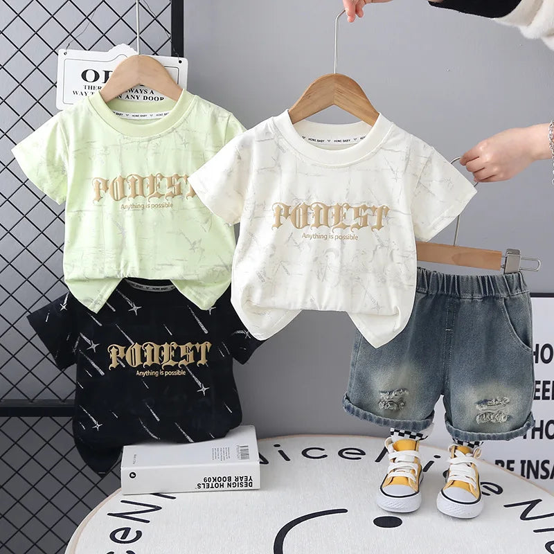 Summer Infant Boys Clothing For Children Casual Letter T-Shirt Shorts 2Pcs/Set Toddler Baby Girl Clothes Costume Kids Tracksuits