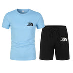 2026 Summer Fashion Trend Casual Sports Two-piece Set Trendy Men's Short Sleeved T-shirt+shorts Set