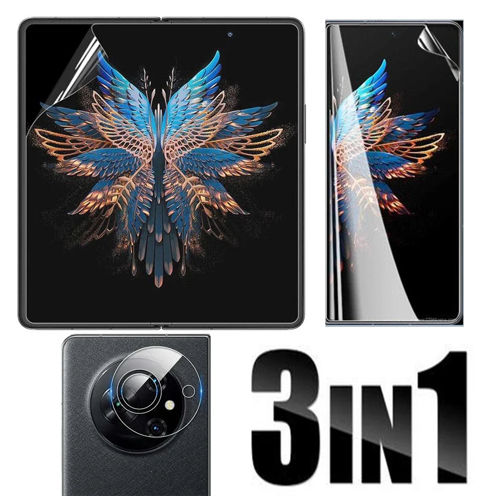 3 in 1 For Tecno Phantom V Fold VFold 5G 7.85" Clear TPU Anti-Fingerprints Hydrogel Full Cover Soft Screen Protector Film