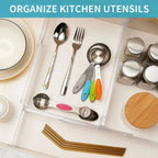 1pc drawer divider, adjustable length, transparent plastic for clothing, kitchen utensils, and office storage and organization