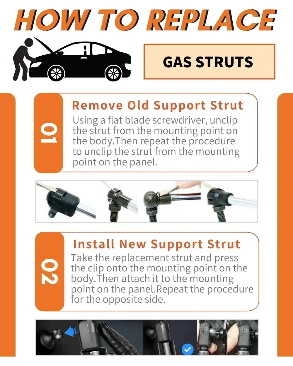 Qty(2) Trunk Struts with Spring for Toyota Noah/Voxy (R80) Minivan 2014-2021 Rear Tailgate Boot Lift Supports Shock Absorbers