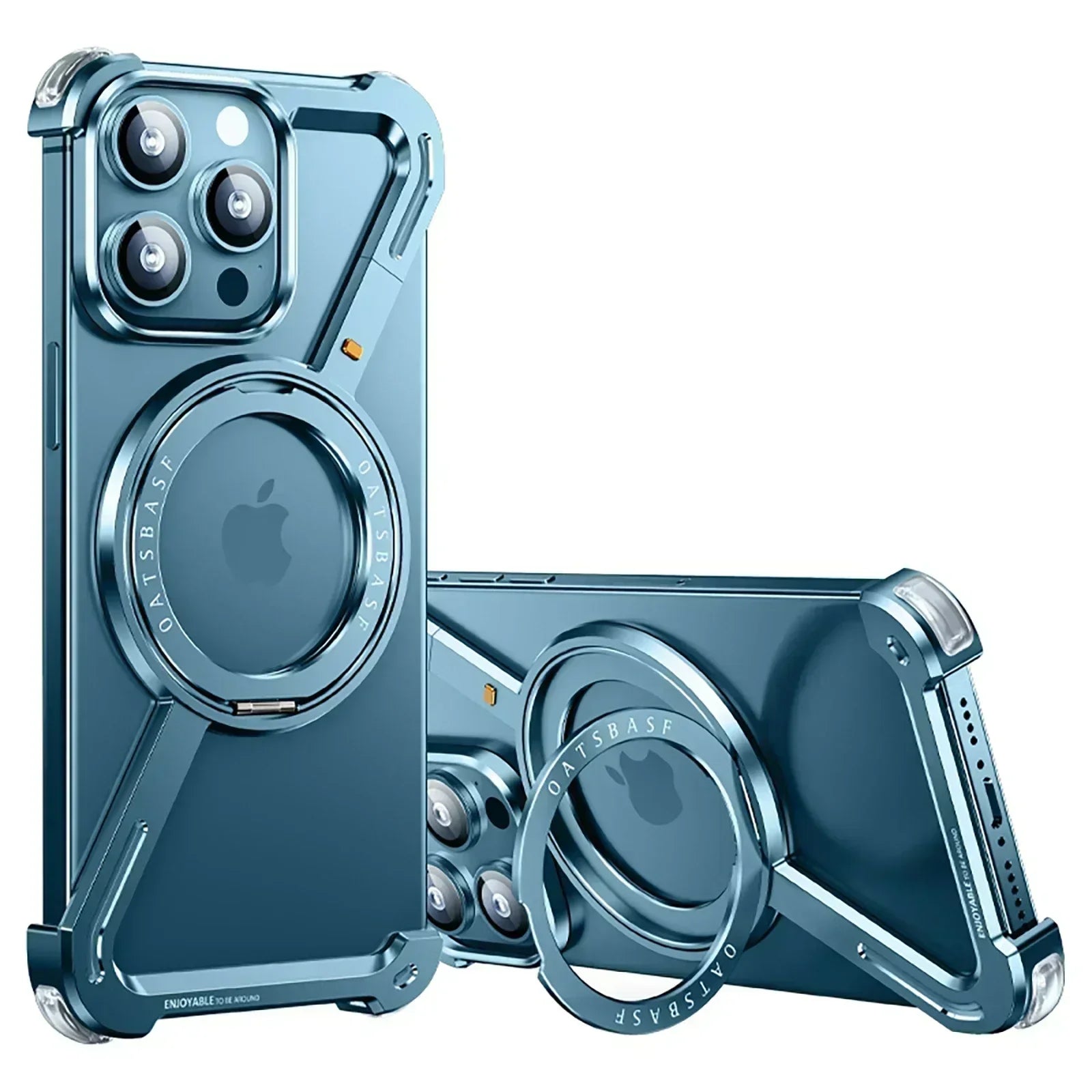 Eary Z Case for iPhone 16 15 14 13 12 Pro Max for Magsafe 360°Rotatable Magnetic Kickstand Metal Frameless Bumper Phone Cover