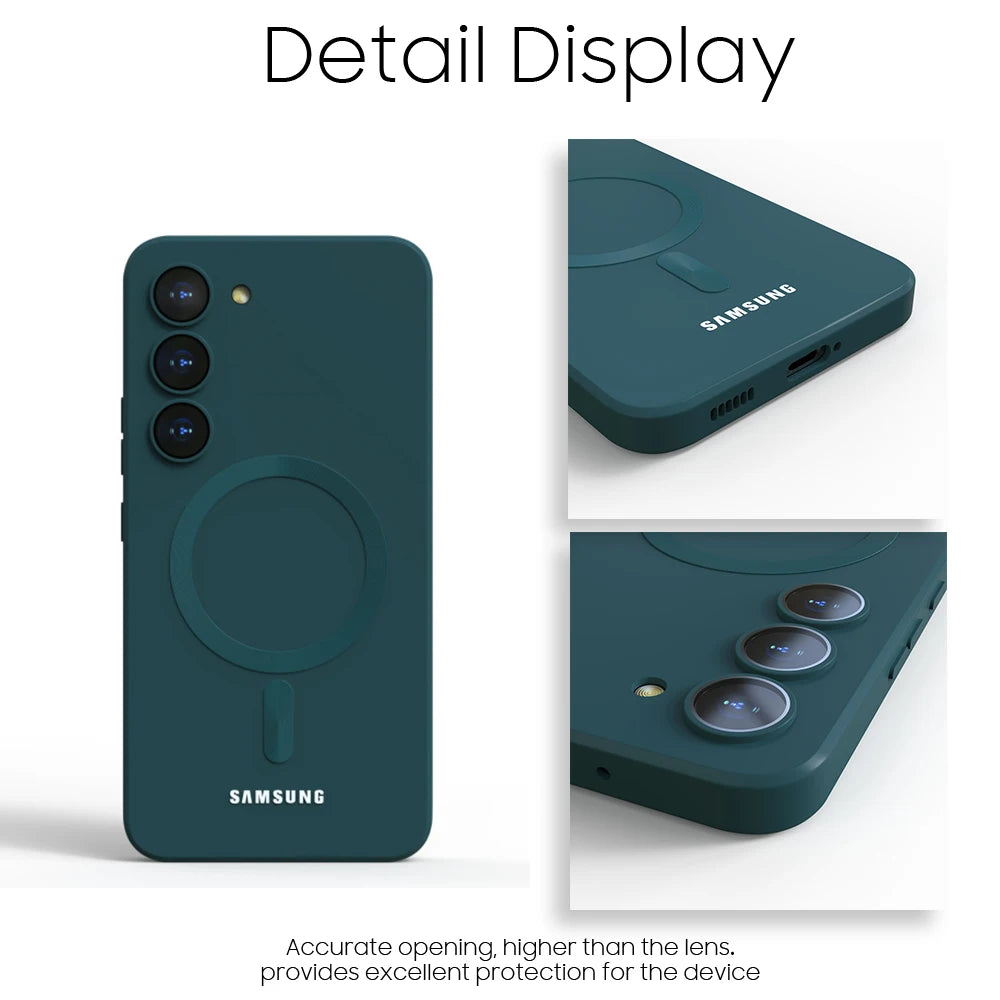 For Samsung Galaxy S25 Magsafe Case S24 S26 S23 S21 FE S22 Plus A56 A55 A54 A36 A16 A15 Soft Silicone Magnetic Phone Back Cover