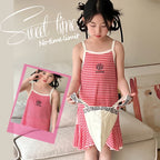 Girls' Summer Cotton Dresses Children's Fashion Dresses Thin Girls' Halter Dresses Children's Flower Dresses Dot Dresses Plaid D