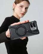 Eary Z Frame Case for Google Pixel 9 10 Pro Fold Minimalist Metal Phone Case With Magnetic 360°Rotatable Stand Shockproof Cover