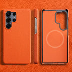 for Magsafe Case for Samsung Galaxy S26 S24 S25 Ultra Plus Natural Cowhide Leather Magnetic Protector Luxury Phone Back Cover
