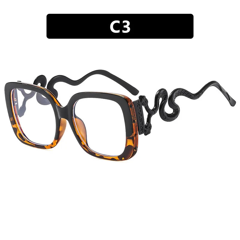 Oversize Snake Designer Frame Anti Blue-Ray Glasses For Women Classic Luxury Brand Ladies Casual Glasses UV400