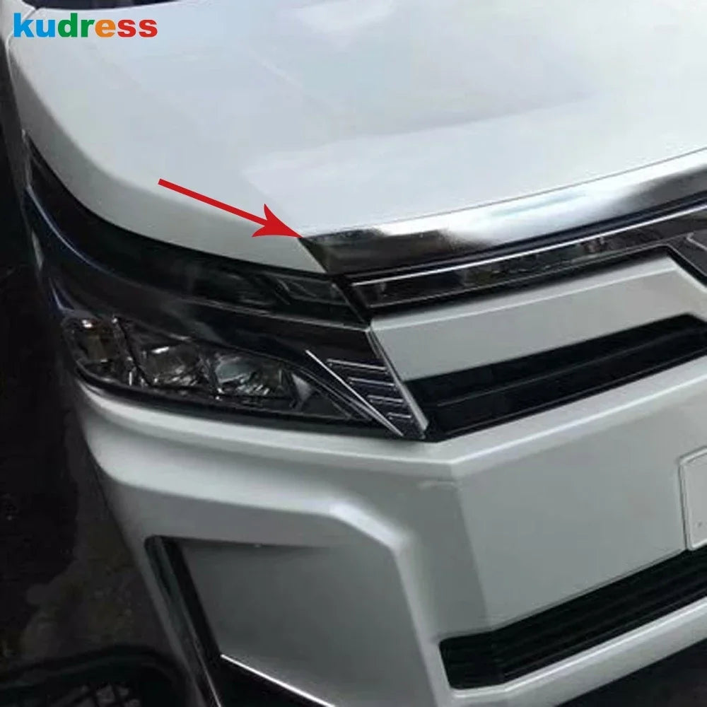 Front Hood Engine Cover Trim For Toyota Noah Voxy R80 2017 2018 Chrome Car Front Grille Grill Molding Garnish Strip Accessories