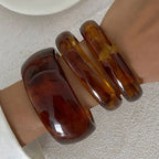 Ingemark 3Pcs/Set Vintage Brown Resin Bracelets Women New Trend Boho Stacking Up Charm Bangles Daily Party Jewelry Accessories