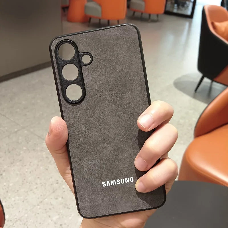For Samsung Galaxy A57 A56 A55 A37 A36 A35 A26 A16 A15 A25 A17 5G Case Luxury Sheepskin Leather Shell Plain Lambskin Cover Coque