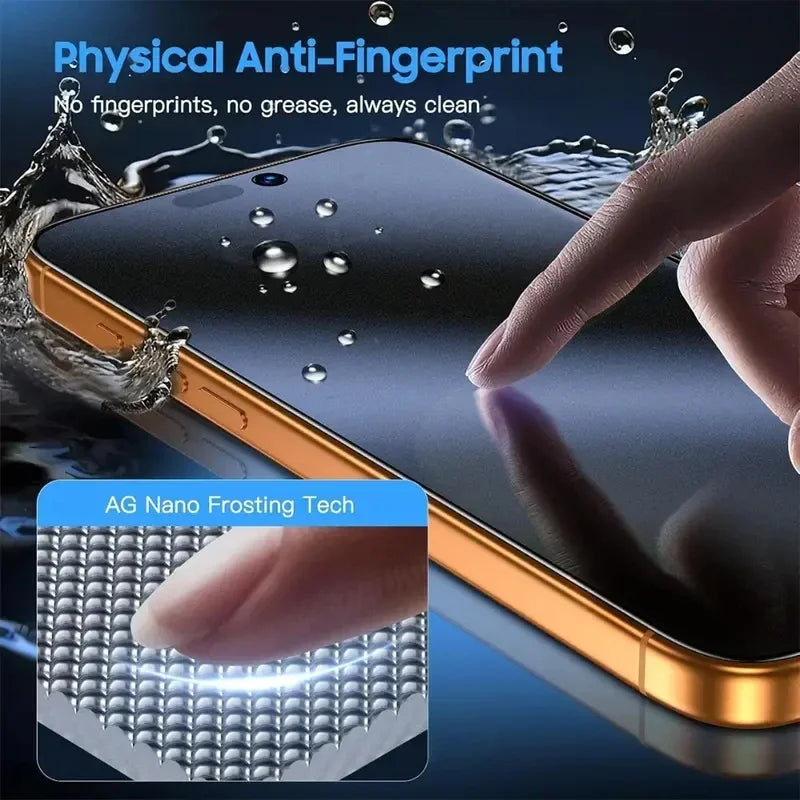 Oleophobic Dust Free Matte Privacy Screen Protector For iPhone 17 15 14 13 12 11 16 Pro Max Plus XR X XS Easy Installation Glass