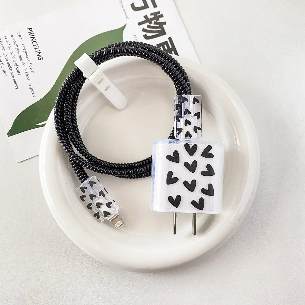 Panda Cat Dog Lucky Butterfly 5pcs Charging Data Cable Protector Winder Accessories For iPhone 18/20w Charger Protective Cover