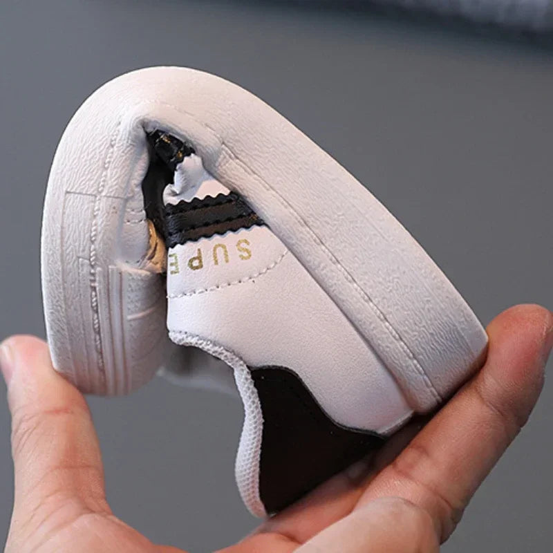 Children's Sneakers Kids Fashion Design White Non-slip Casual Shoes Boys Girls Hook Breathable Sneakers Toddler Outdoor Shoes
