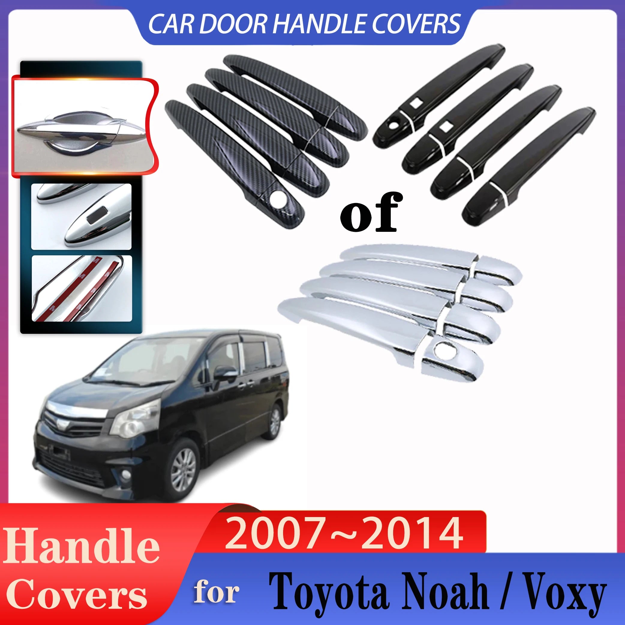 For Toyota Noah Voxy NAV1 R70 2007~2014 Luxury Car Door Handles Covers Exterior Scratch Protective Decor Rustproof Accessories