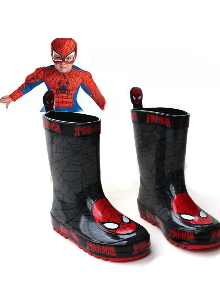 New Original Marvel cartoon kids Spider-Man Boots Student Rain Boots Children's  Fashion  Shoes Non-Slip Short shoes