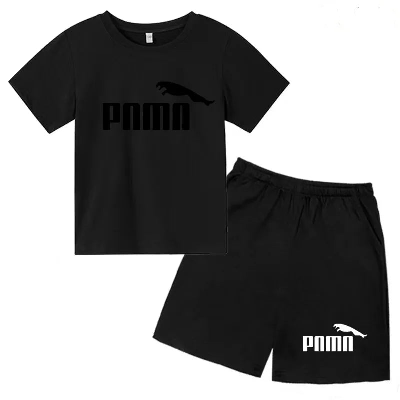 Kids  Fashion Two-Piece  Summer Sports brand Short-Sleeve Boy Girl 3-13Yrs  T-shirt +Shorts clothes