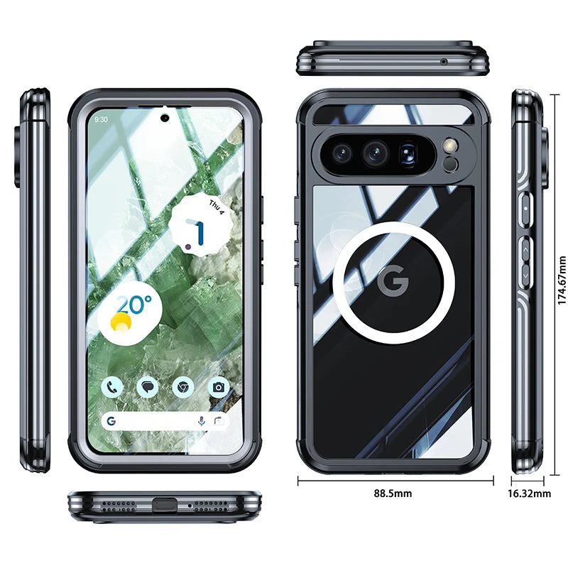 Suitable for Google Pixel 10 9 8 Pro XL 9A high transparency PC glass screen all inclusive phone case, magnetic protective cover