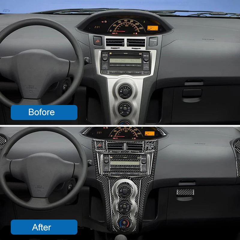 Carbon Fiber Epoxy Coated Interior Gear Shift Panel Trim Cover Sticker For Toyota Yaris 2006 2007 2008 2009 2010 2011 2012 2013