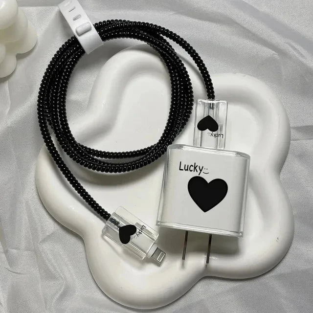 Panda Cat Dog Lucky Butterfly 5pcs Charging Data Cable Protector Winder Accessories For iPhone 18/20w Charger Protective Cover