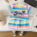 Summer Fashion Stripes 2-Piece Girls clothes set Tracksuit Casual Kids Clothing Set T-shirt And Shorts Children 1-4 Years