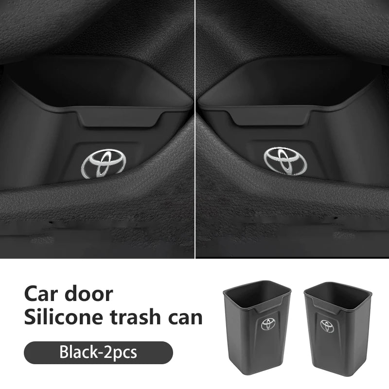 Silicone Car Door Storage Door Trash Can Organizer For Toyota Corolla Yaris Camry Prius RAV4 CHR Hilux Aygo Avensis Accessories