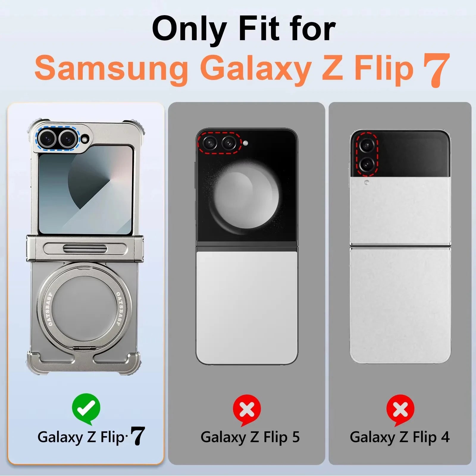Eary Frameless Case for Samsung Galaxy Z Flip 7 with 360°Rotatable Magnetic Stand Metal Phone Case Shockproof Protective Cover