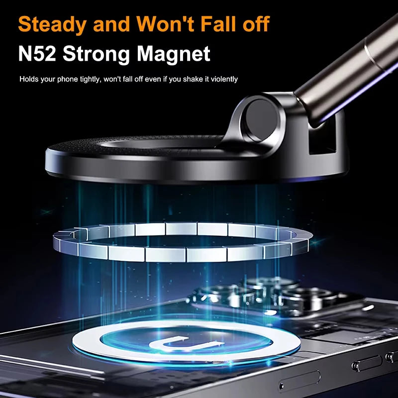 Vacuum Magnet Phone Bracket Multi-angles Adjustment Strong Magnetic Suck Design Foldable Car Holder For Navigation Stand