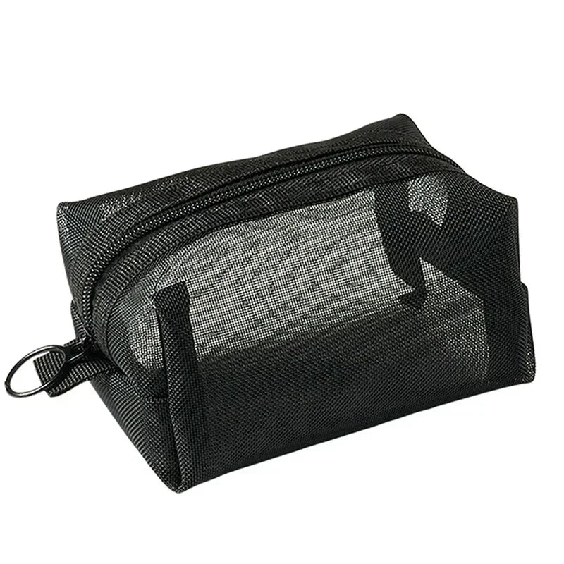 Portable Mini Transparent Storage Bag with Zipper Multifunctional Headphone and Charger Case Travel Accessories with Keychain