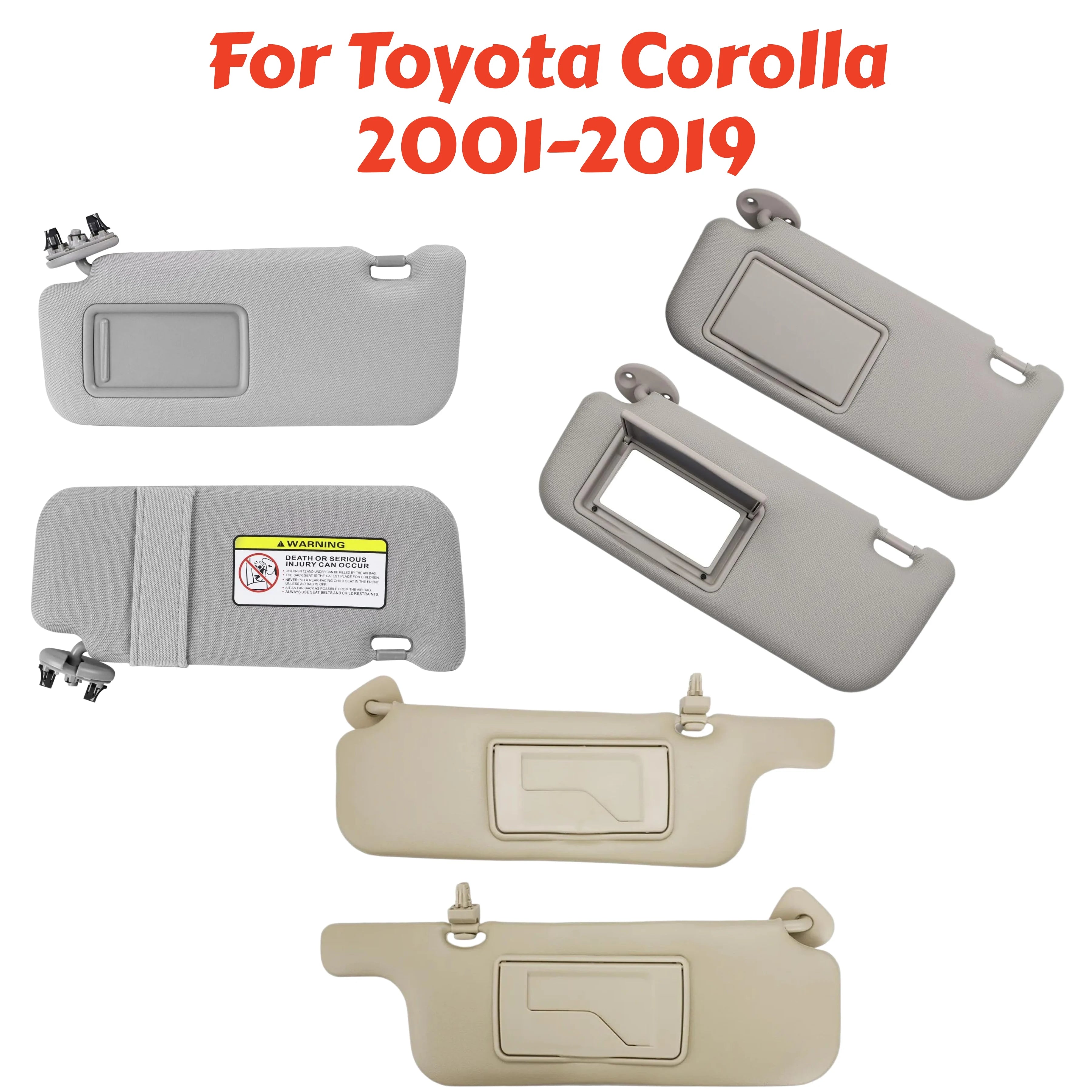 For Toyota Corolla 2001 2002 2003 2004 2005 2006 2007 2008 2009 2010-2019 Front Sun Visor Panel Driver Passenger Side Sunvisor