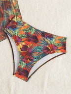 New 3D Flower Printed Tankini Halter Bikini Female Swimsuit Women Swimwear Two-pieces Bikini set Bather Bathing Suit Swim M180