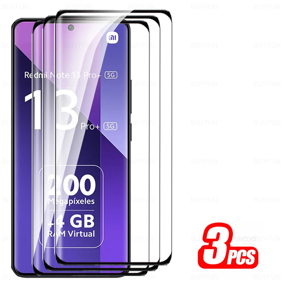 1-3Pcs Curved Tempered Glass For Xiaomi Redmi Note 13 Pro+ 14 15 Pro Plus 5G Screen Protector Note15 ProPlus Note14Pro 14Pro 4G