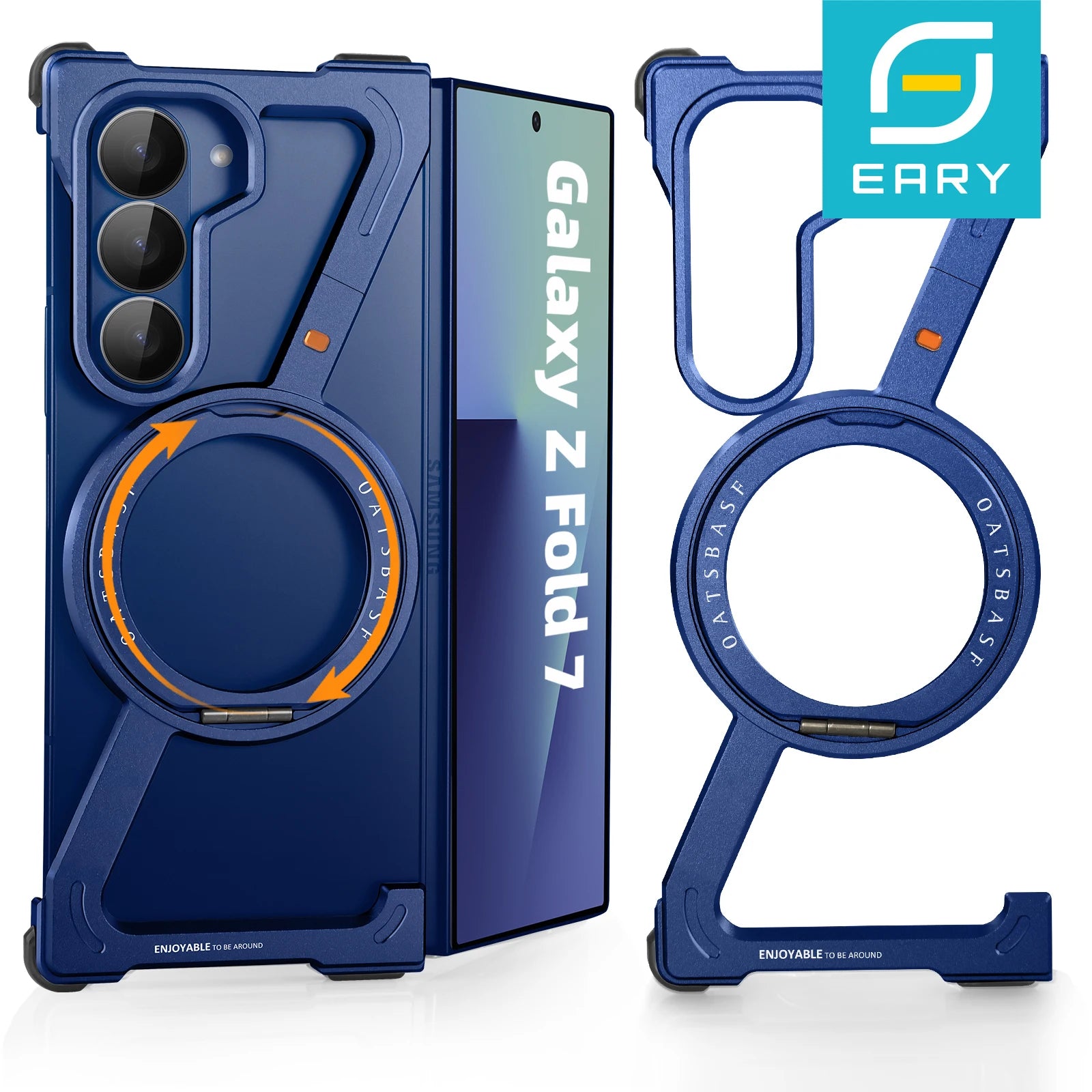 Eary Frame Case for Samsung Galaxy Z Fold 7 for Magsafe 360°Rotation Magnetic Stand Metal Phone Case Shockproof Protector Cover