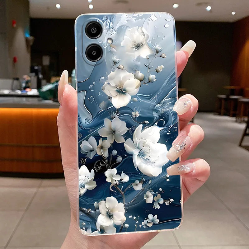For Samsung A07 2025 Clear Phone Case Luxury Butterfly Flowers Casing For Samsung Galaxy A07 SamsungA07 A 07 Silicone Back Cover