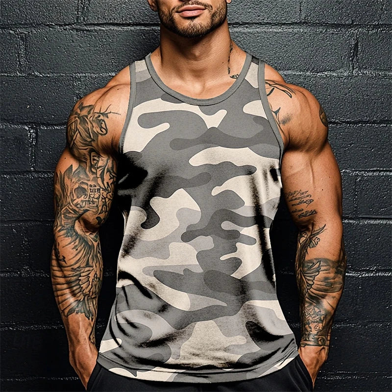 Summer Daily Exercise Men's Tank Top Camouflage Outdoor Sports Running Fitness Men's Sleeveless Tshirt Street Men's Tank Top 6xl