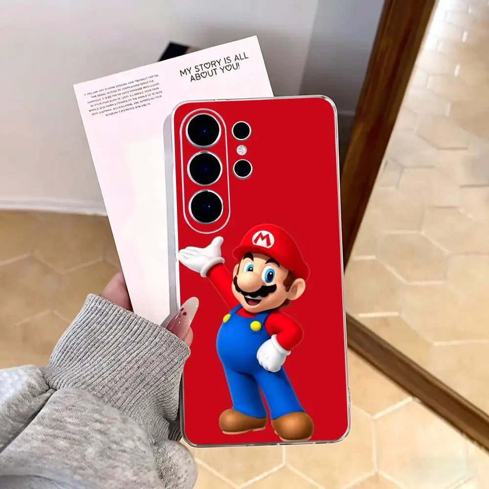 cartoon Super M-MarioS Bros  Phone Case For Samsung S25,S24,S21,S22,S23,S30,Ultra,S20,Plus,Fe,Note,10,9,5G Transparent Cover