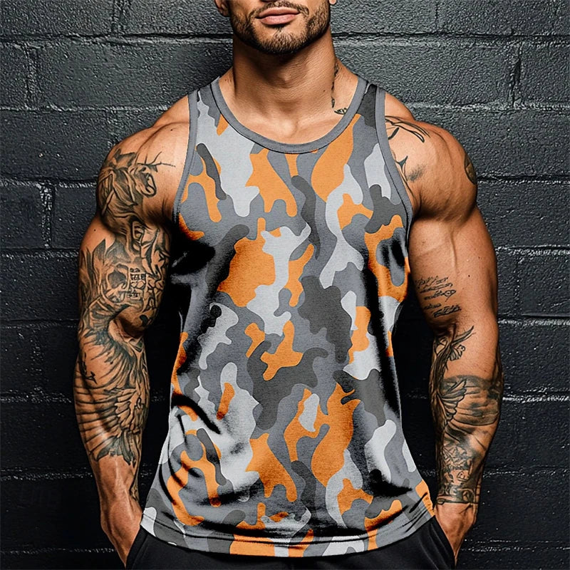Summer Daily Exercise Men's Tank Top Camouflage Outdoor Sports Running Fitness Men's Sleeveless Tshirt Street Men's Tank Top 6xl