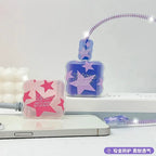 5pcs-set Heart Flower Wave Edge Charger Protective Cover Suitable for iPhone Models 12 13 14 15 Supports 18W 20W Fast Charging