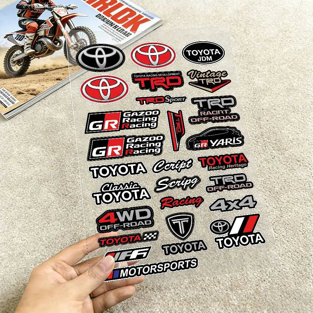 For Toyota Motorcycle Reflective Stickers Waterproof Decals For Helmet Scooter Fuel Tank Toolbox Racing
