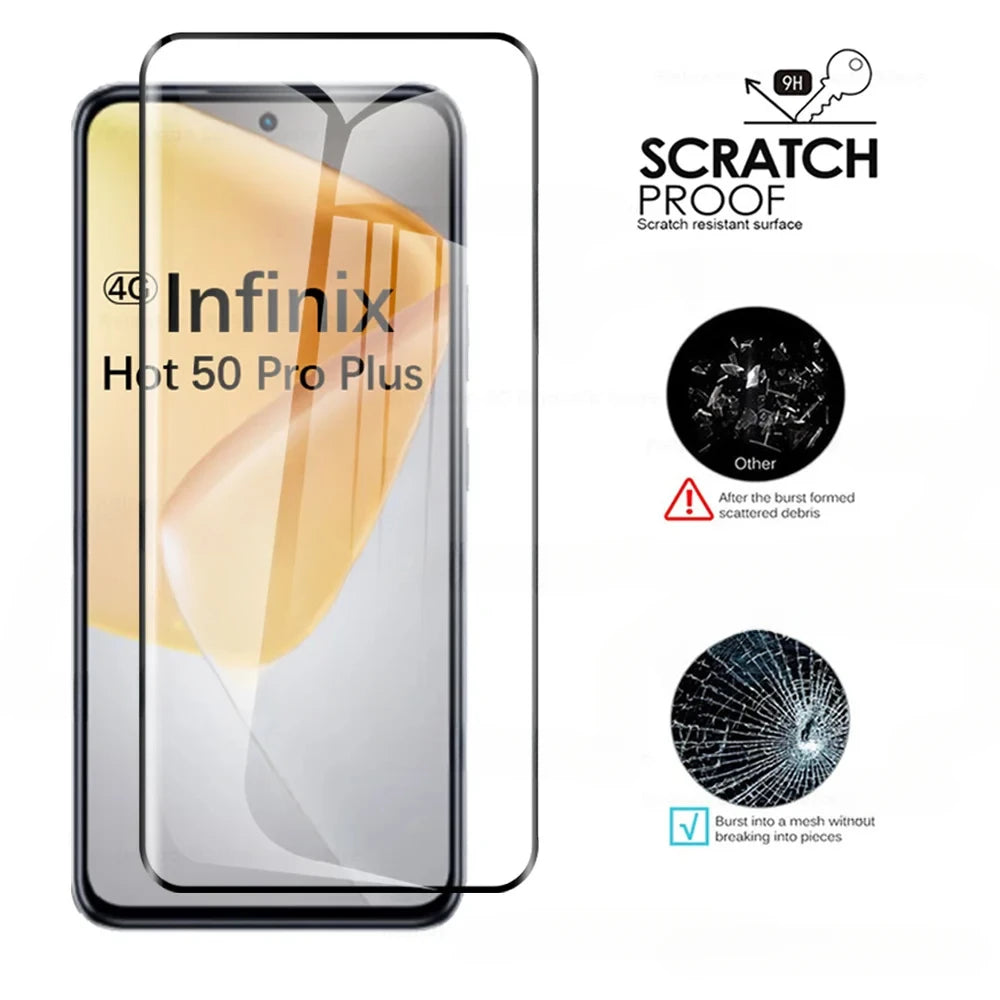 3D Curverd Protective Glass For Infinix Hot 50 Pro+ 4G Tempered Glass Screen Protector On Hot 50i 50 Pro+  50Pro Plus Lens Film