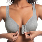 Women's Bra Pure Cotton Front Button Bra Anti Sagging No Steel Ring Comfortable Fabric Middle-aged Elderly Mothers' Underwear