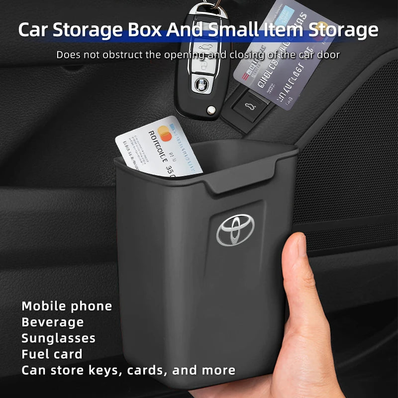 Silicone Car Door Storage Door Trash Can Organizer For Toyota Corolla Yaris Camry Prius RAV4 CHR Hilux Aygo Avensis Accessories