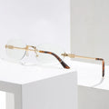 Fashion Women Rimless Photochromic Sunglasses Oval Metal Frame Transition Lens UV400 Protective Elegant Eyewear