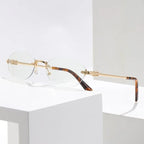 Fashion Women Rimless Photochromic Sunglasses Oval Metal Frame Transition Lens UV400 Protective Elegant Eyewear