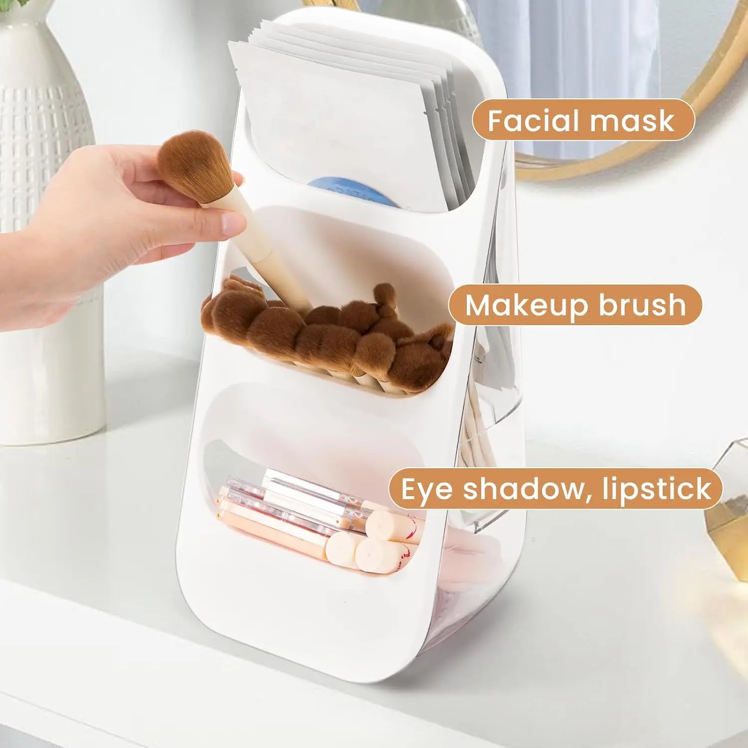 Makeup Tool Storage Rack Step Design Large Capacity Cosmetic Organizer for Skincare Makeup Brushes Lipsticks