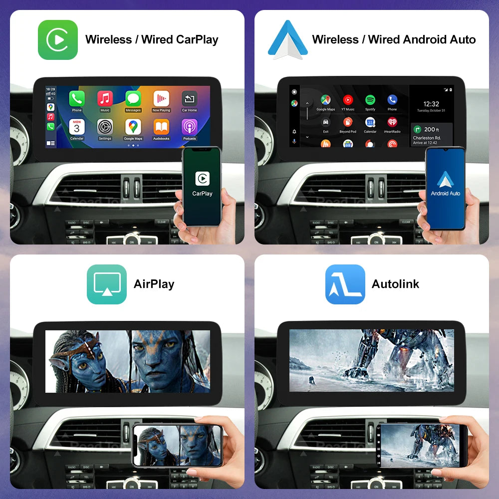 Wireless CarPlay Android Auto Touch Screen for Mercedes Benz A C Class W204 W176 GLA CLA 2011-2012 NTG4.5 Car Multimedia Player