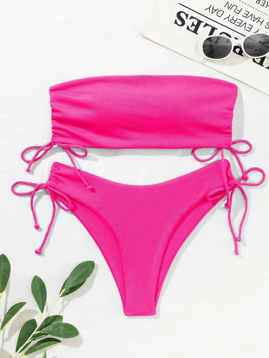 2026 Style Bikini Set Pad Bandeau Swimwear Women Beach Maio Biquinis Tankini Femme Swimsuit Mujer Banador Badpak Monokini