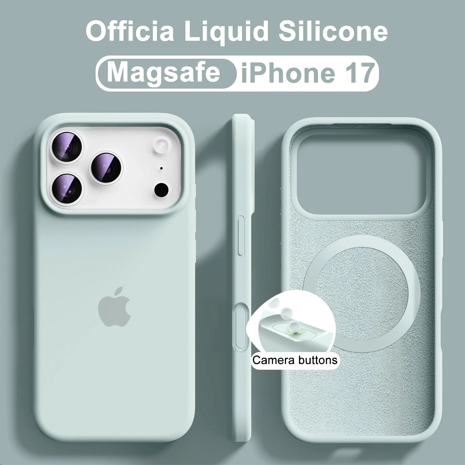 Official Solid Colour Liquid Silicone Magnetic Wireless Charging Phone Case For iPhone 17 Pro Max 16 15 14 13 Soft Bumper Cover